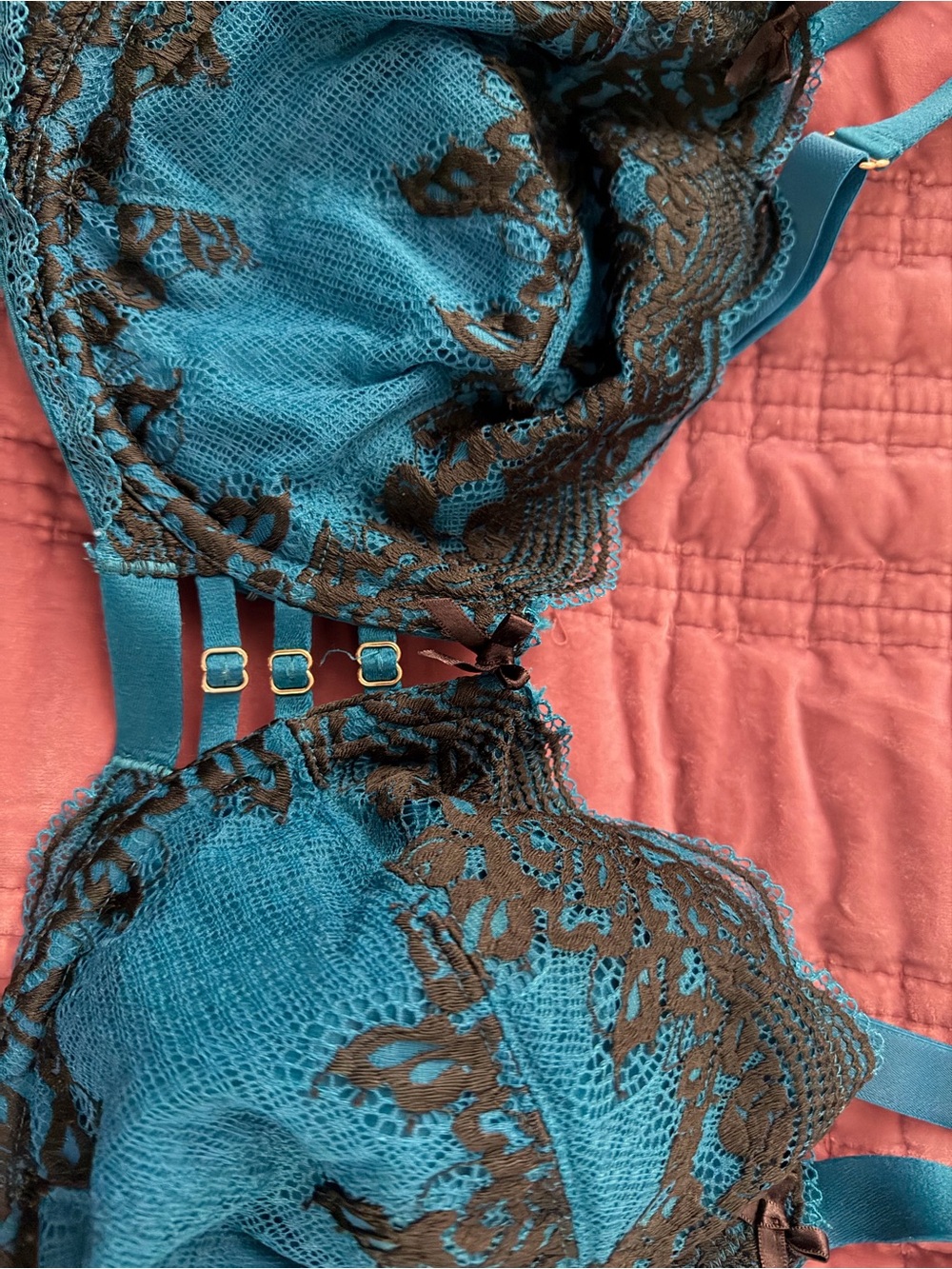 Clinique Teal and Black Lace Underwire Bra - Picture 2 of 4